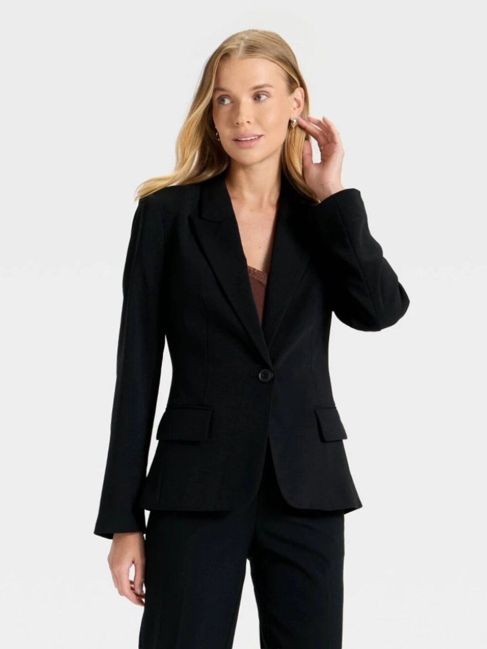 Women's Signature Crepe Fitted Blazer - a New Day™ Black M